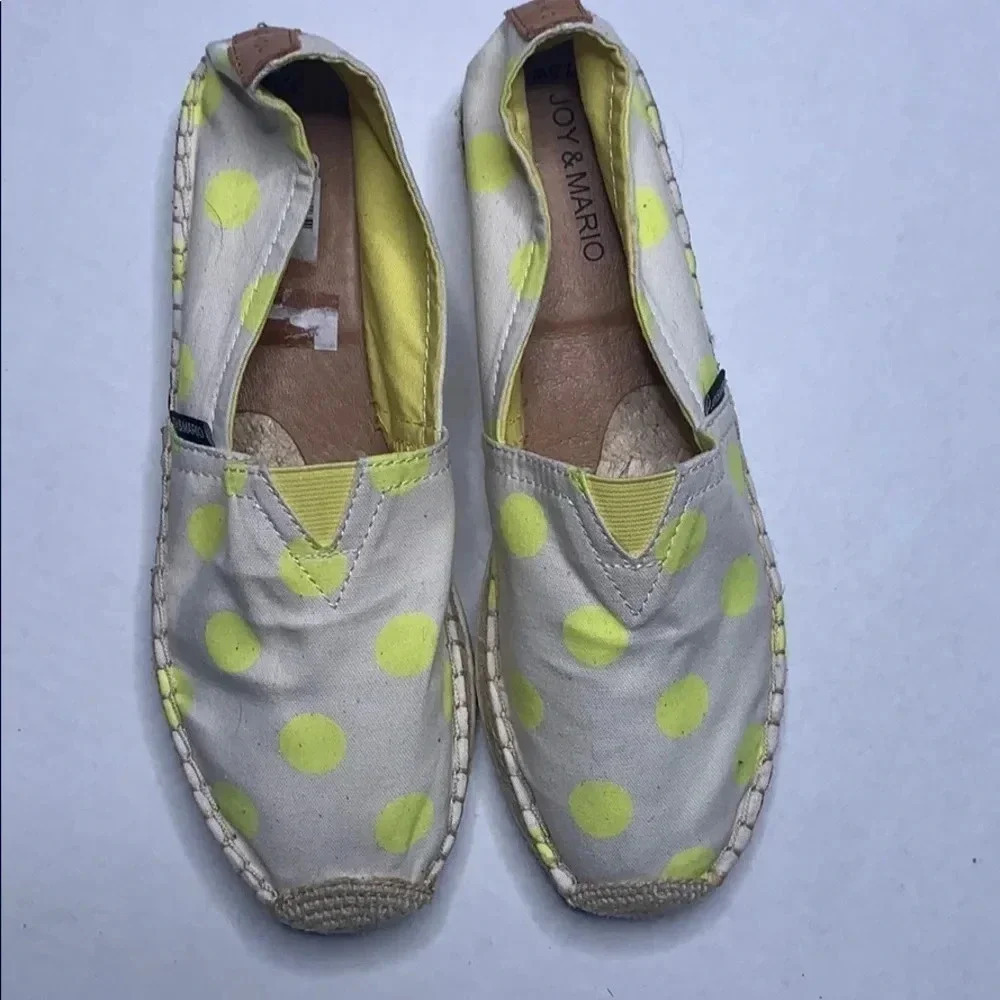 Joy & Mario Yellow Polka Dot Espadrilles 7 - Picture 4 of 8